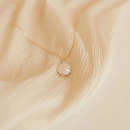 Dainty Flat Pearl Necklace