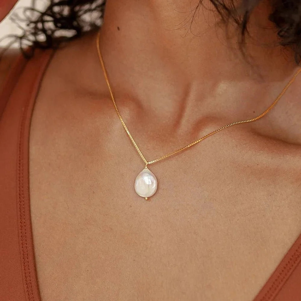 Dainty Flat Pearl Necklace