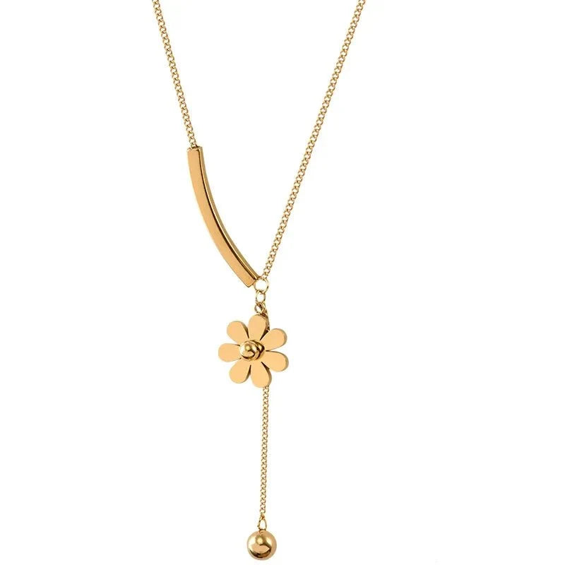 Dainty Floral Bar Dangle Necklace