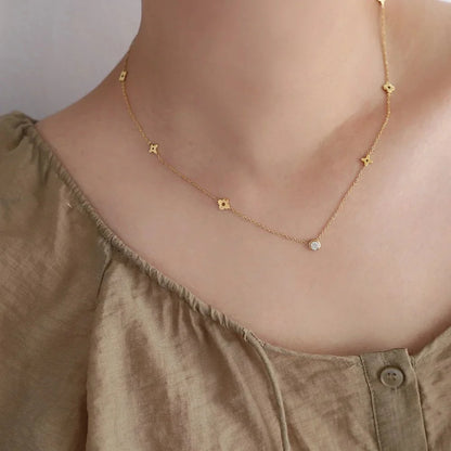 Dainty Floral Diamond Centerpiece Necklace