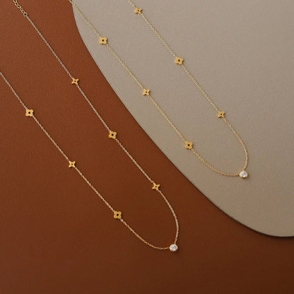 Dainty Floral Diamond Centerpiece Necklace