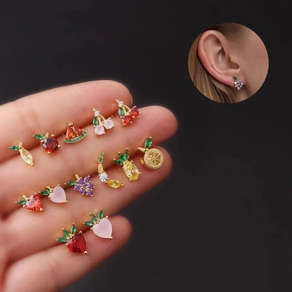 Dainty Fruit Hoop & Stud Earrings