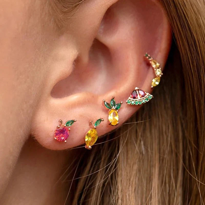 Dainty Fruit Hoop & Stud Earrings