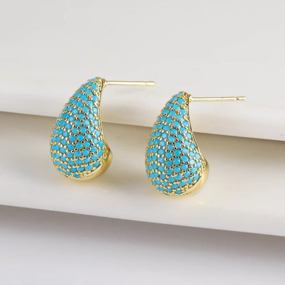 Dainty Glimmering Diamond Teardrop Earrings