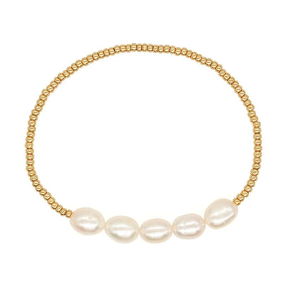 Dainty Gold Beaded Pearl Bracelets