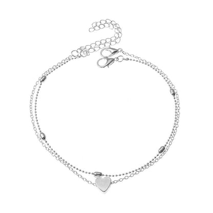 2pc Dainty Heart Anklet Set