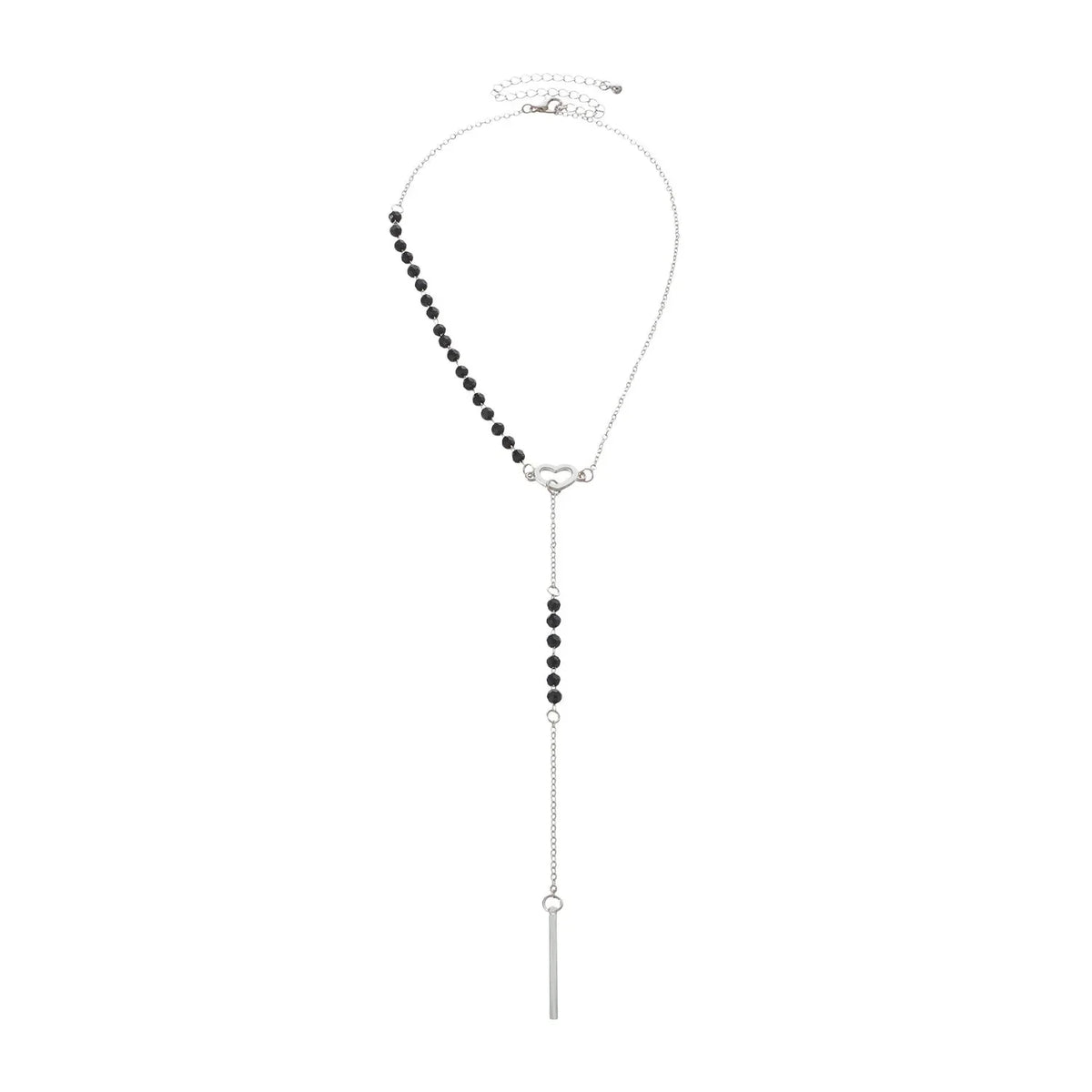 Dainty Heart Black and Gold Lariat Necklace
