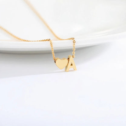 Dainty Heart Accented Letter Initial Necklace