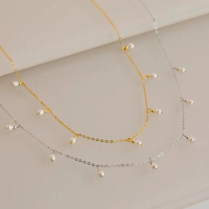 Dainty Pearl Droplets Necklace
