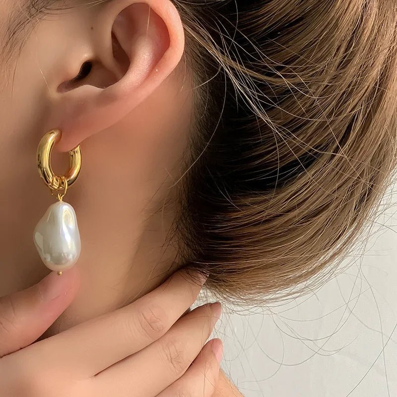 Dainty Pearl Huggie Earrings