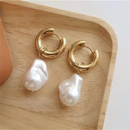 Dainty Pearl Huggie Earrings
