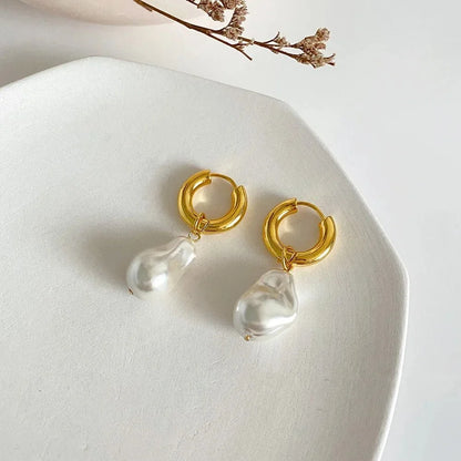 Dainty Pearl Huggie Earrings