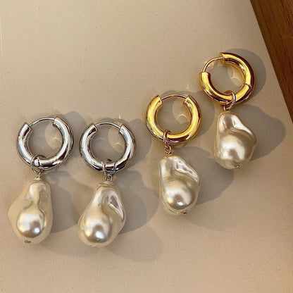 Dainty Pearl Huggie Earrings