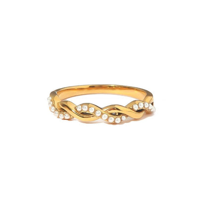 Dainty Pearl Intertwined Ring