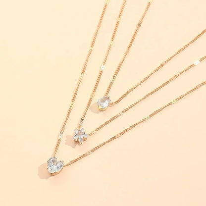 Dainty Shaped Diamonds Necklace Stack