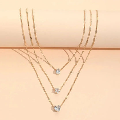 Dainty Shaped Diamonds Necklace Stack
