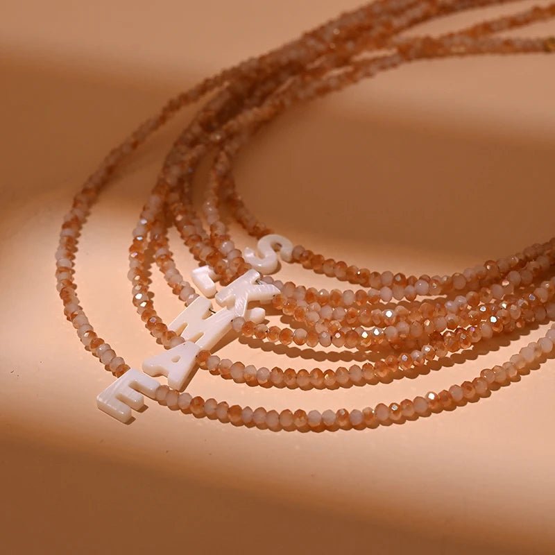 Dainty Stone Beaded Initial Necklace