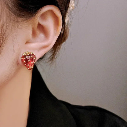Dainty Strawberry Grace Stud Earrings