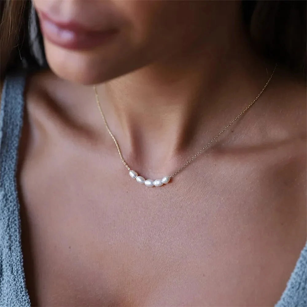 Dainty Strung Beaded Chain Necklace