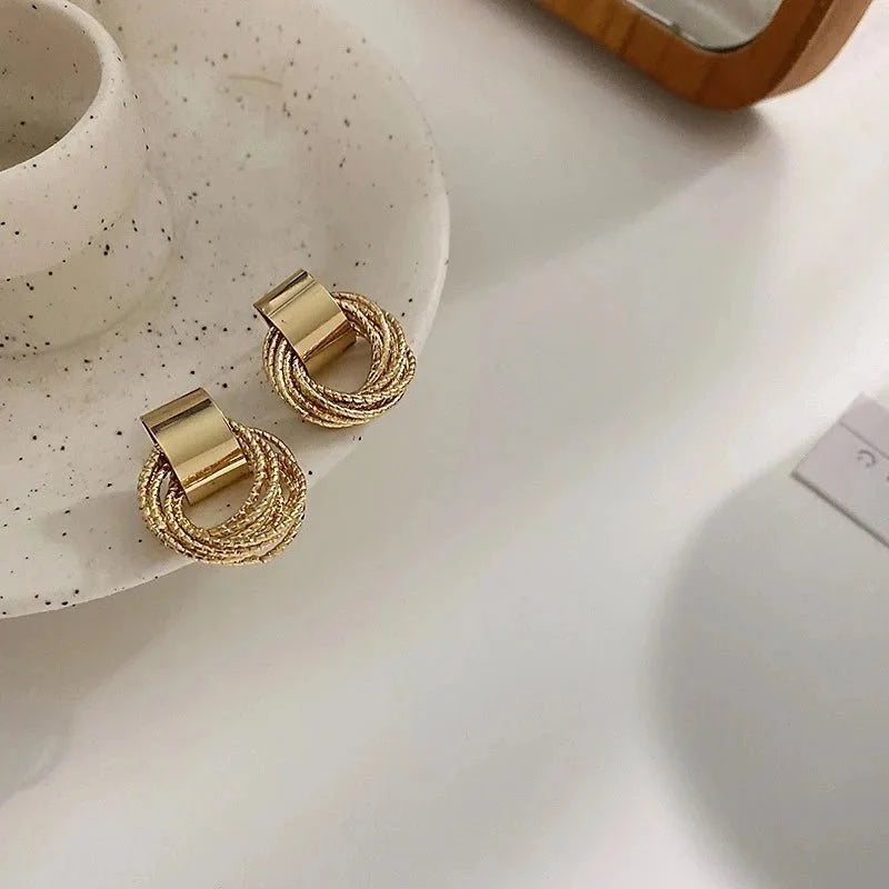 Dainty Strung Circle Chain Earrings