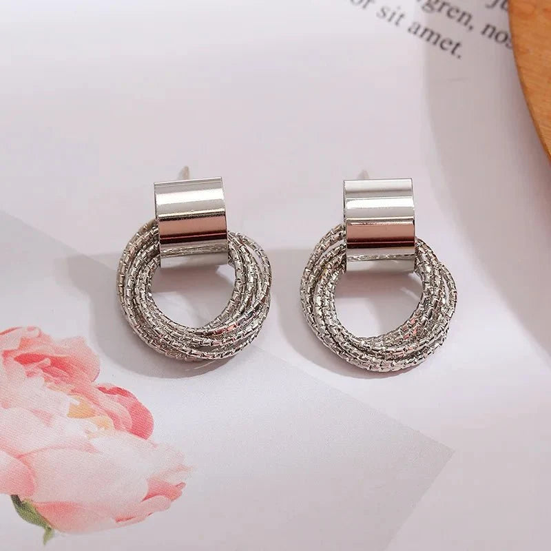 Dainty Strung Circle Chain Earrings