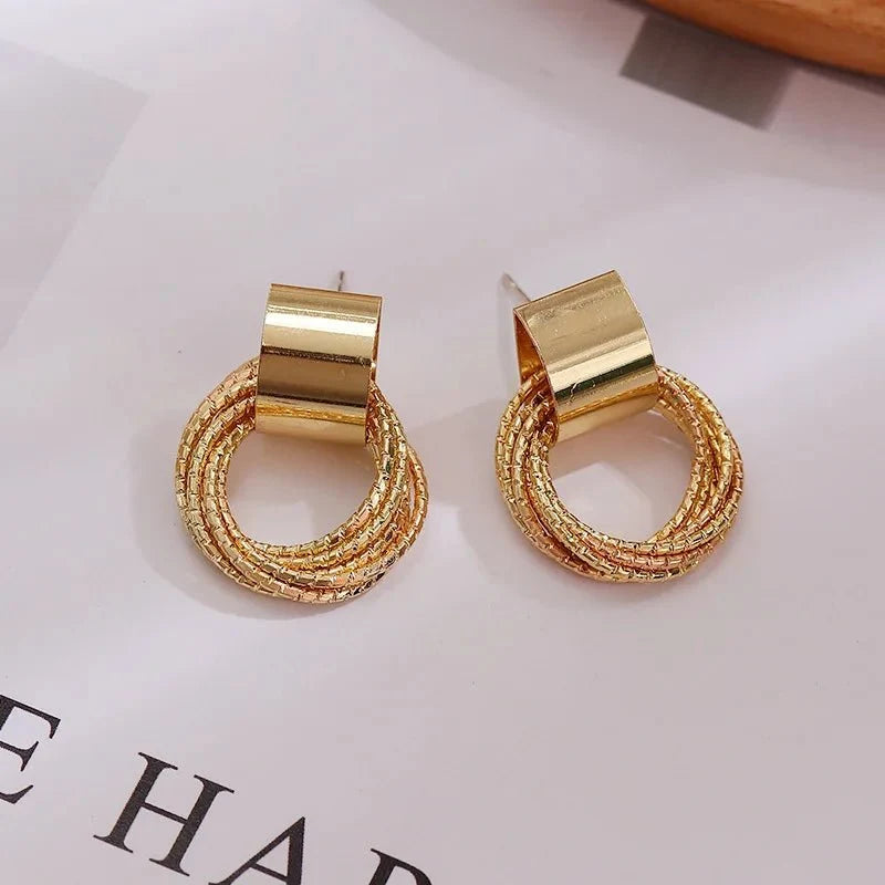 Dainty Strung Circle Chain Earrings