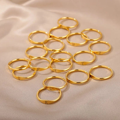 Dainty Thin Letter Initial Ring