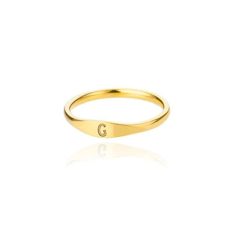 Dainty Thin Letter Initial Ring