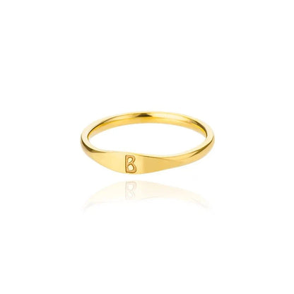 Dainty Thin Letter Initial Ring