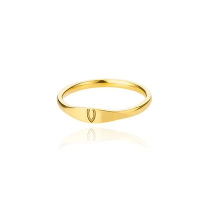 Dainty Thin Letter Initial Ring