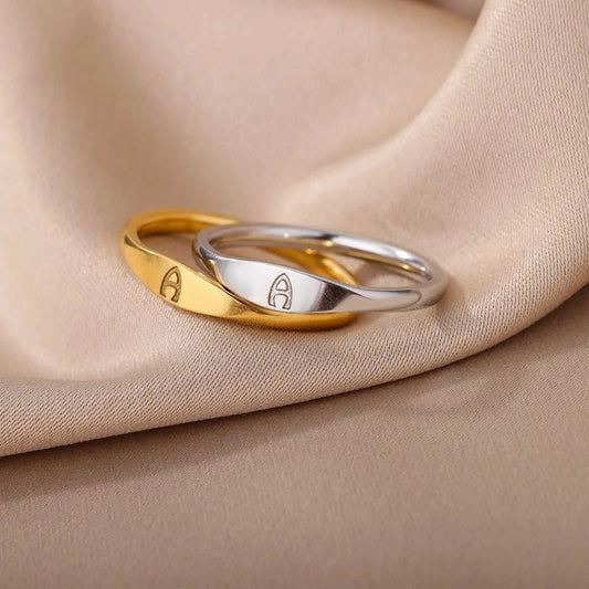 Dainty Thin Letter Initial Ring