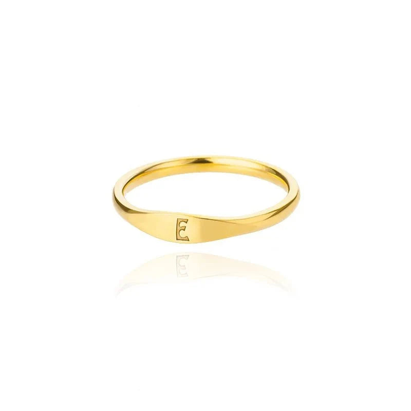 Dainty Thin Letter Initial Ring