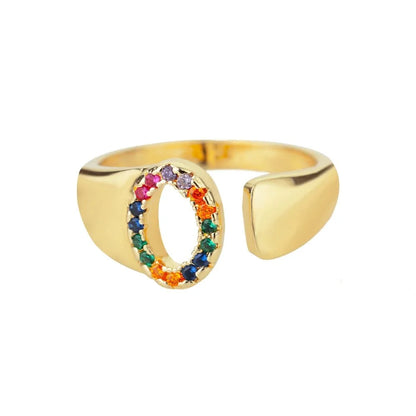 Dazzling Rainbow Custom Letter Initial Rings