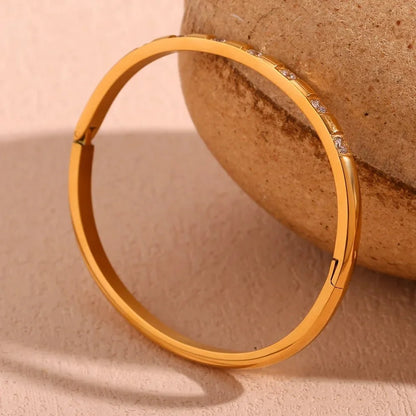 Diamond Accented Gold Cuff Bracelet