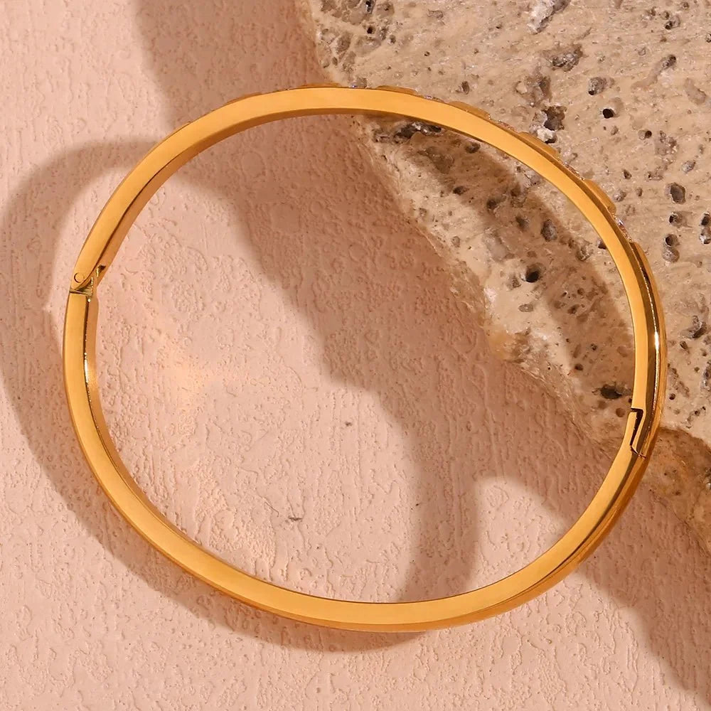 Diamond Accented Gold Cuff Bracelet