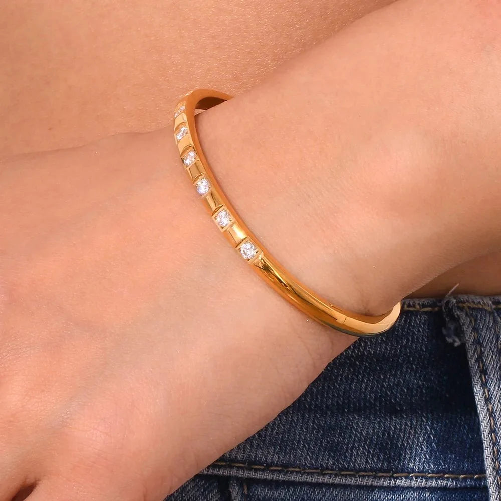 Diamond Accented Gold Cuff Bracelet