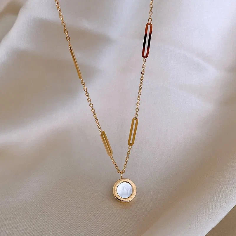 Double Sided Roman Numeral Pendant Necklace