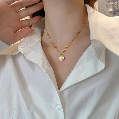 Double Sided Roman Numeral Pendant Necklace