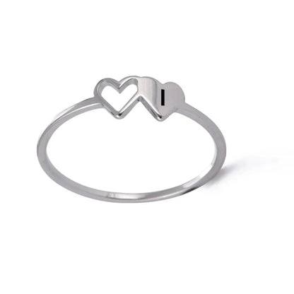 Dual Heart Letter Initial Ring