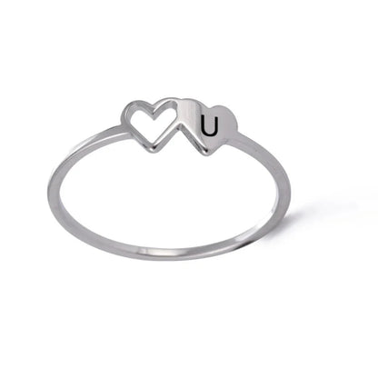 Dual Heart Letter Initial Ring