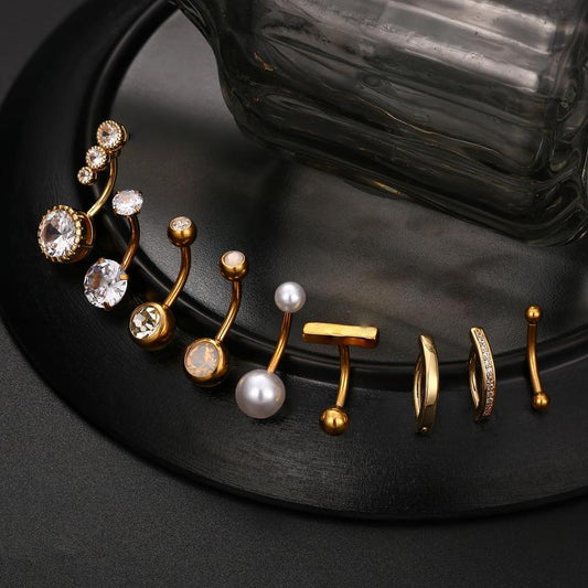 9pc Belly Button Rings Set
