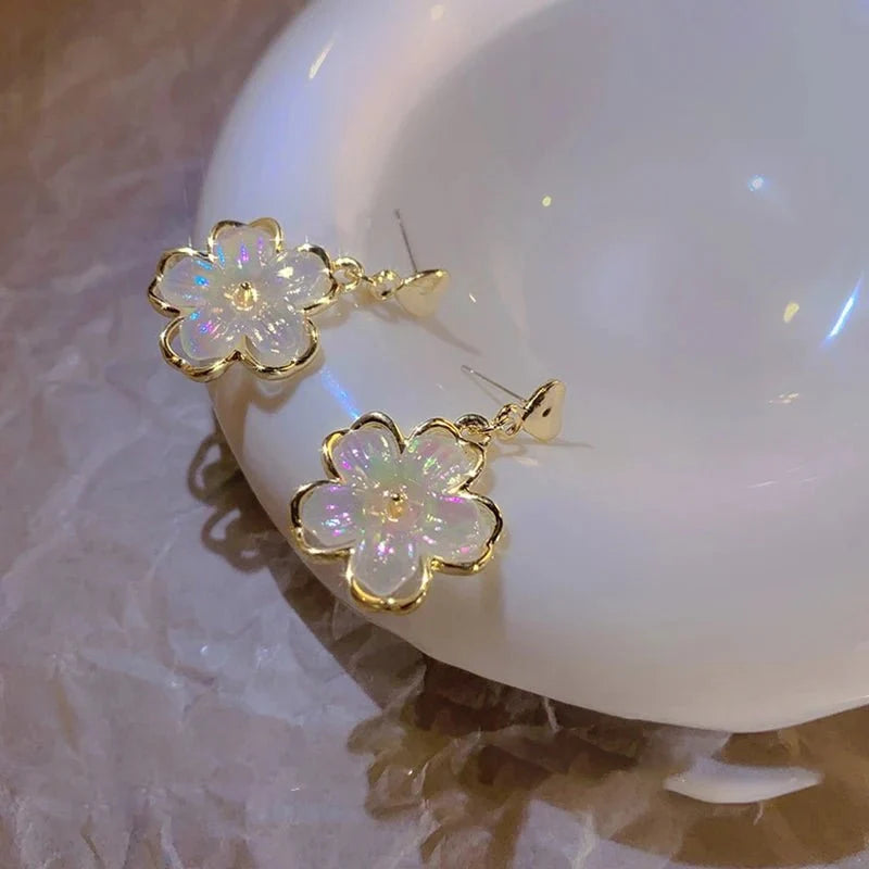 Elegant Gold Accented Floral Earrings