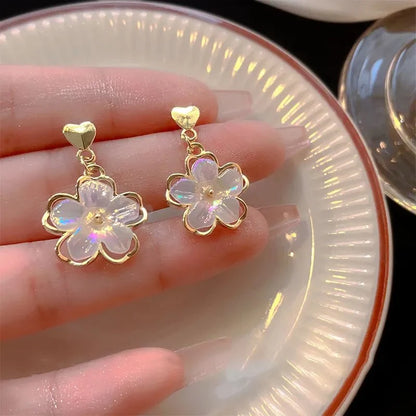 Elegant Gold Accented Floral Earrings
