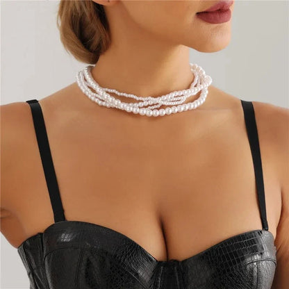 Elegant Pearl Embrace Layered Choker Necklace
