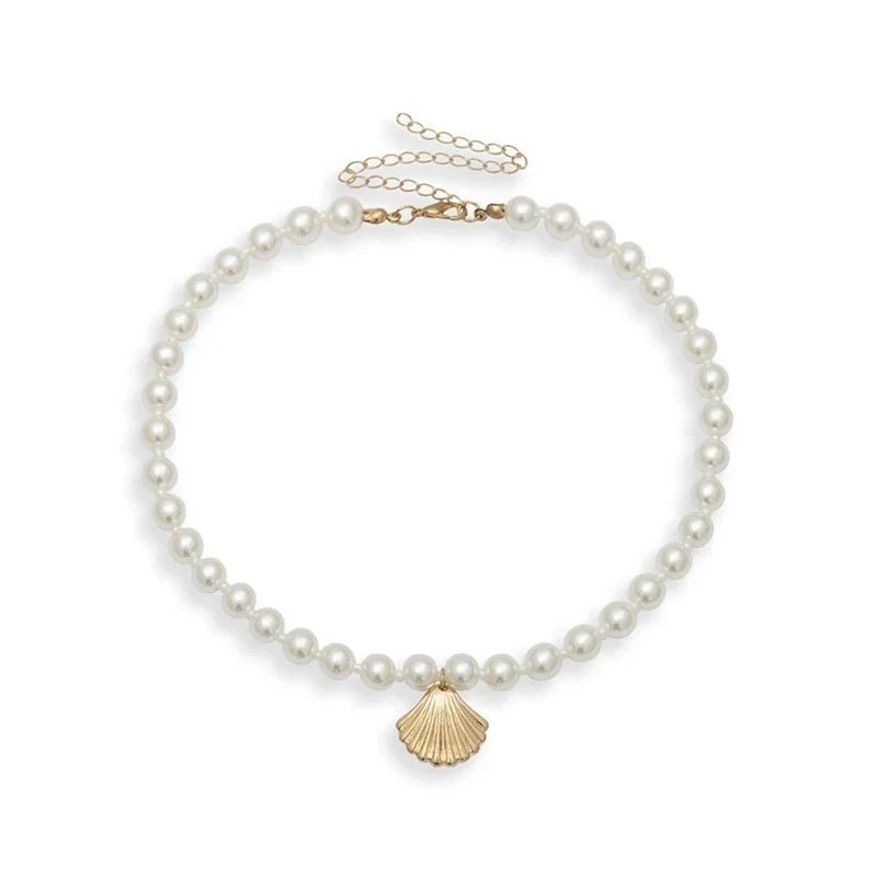 Elegant Sea Shell Pearl Necklace