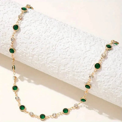 Emerald and Diamond Spaced Choker Necklace