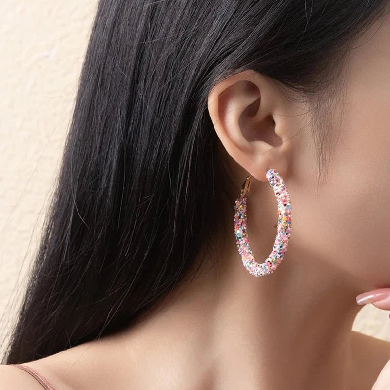 Feminine Rainbow Sprinkle Hoop Earrings