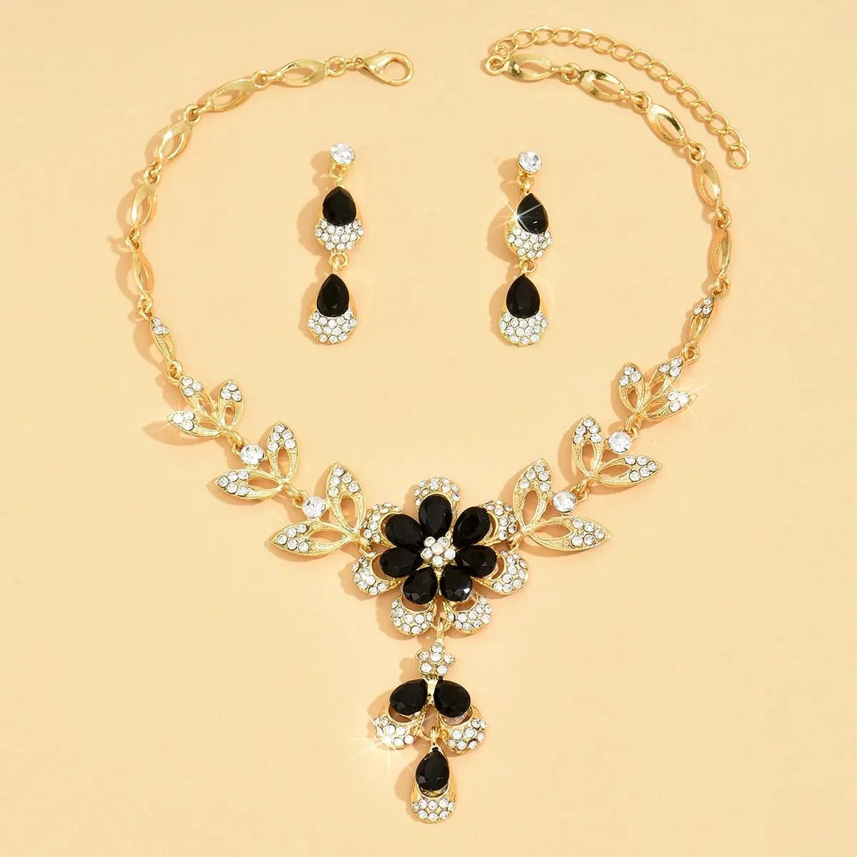 Floral Diamond Necklace and Earring Set