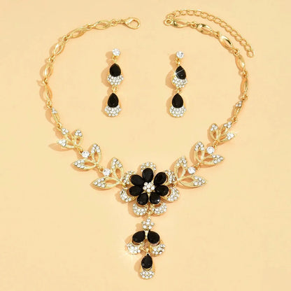 Floral Diamond Necklace and Earring Set