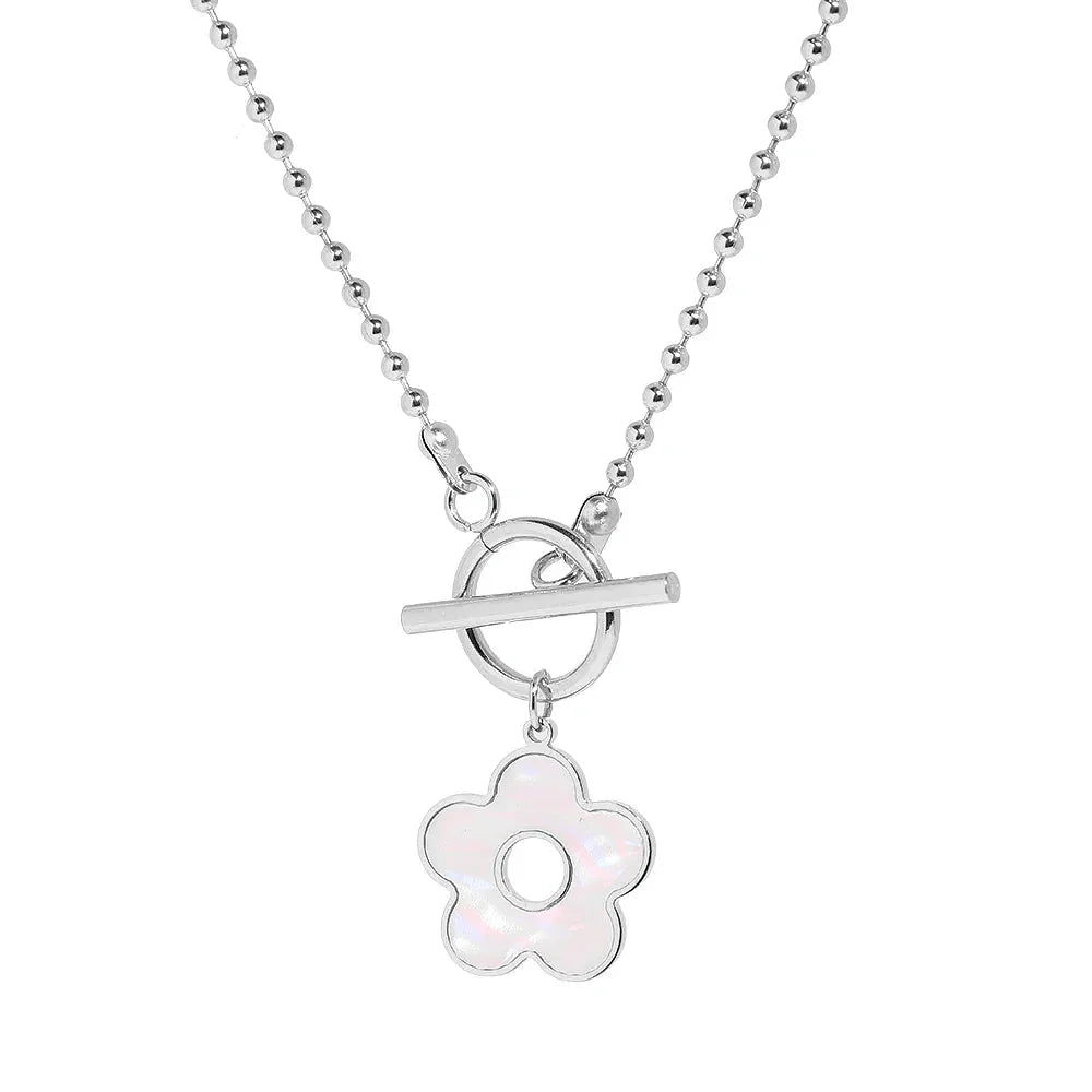 Floral Shell Open Clasp Necklace